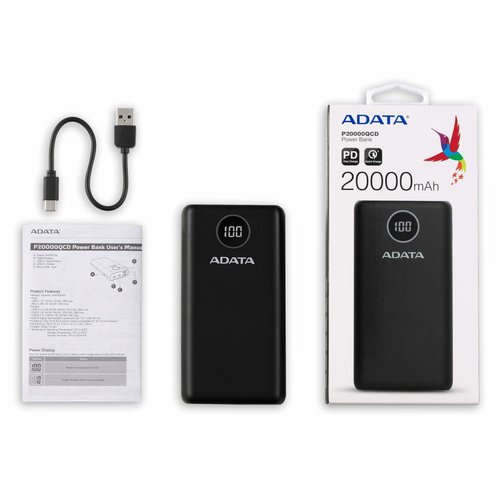 Cargador Portátil Adata P20000QCD 20.000mAh