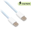 Cable brobotix carga rapida usb-c a usb-c v3.0 tejido, 1.0 m, color azul