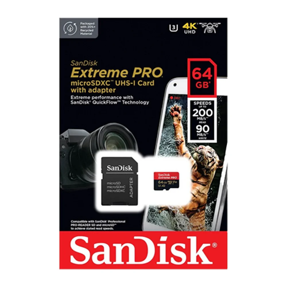 Memoria sandisk extreme pro 64gb micro sdxc 200mb s 4k clase 10 a2 v30 c