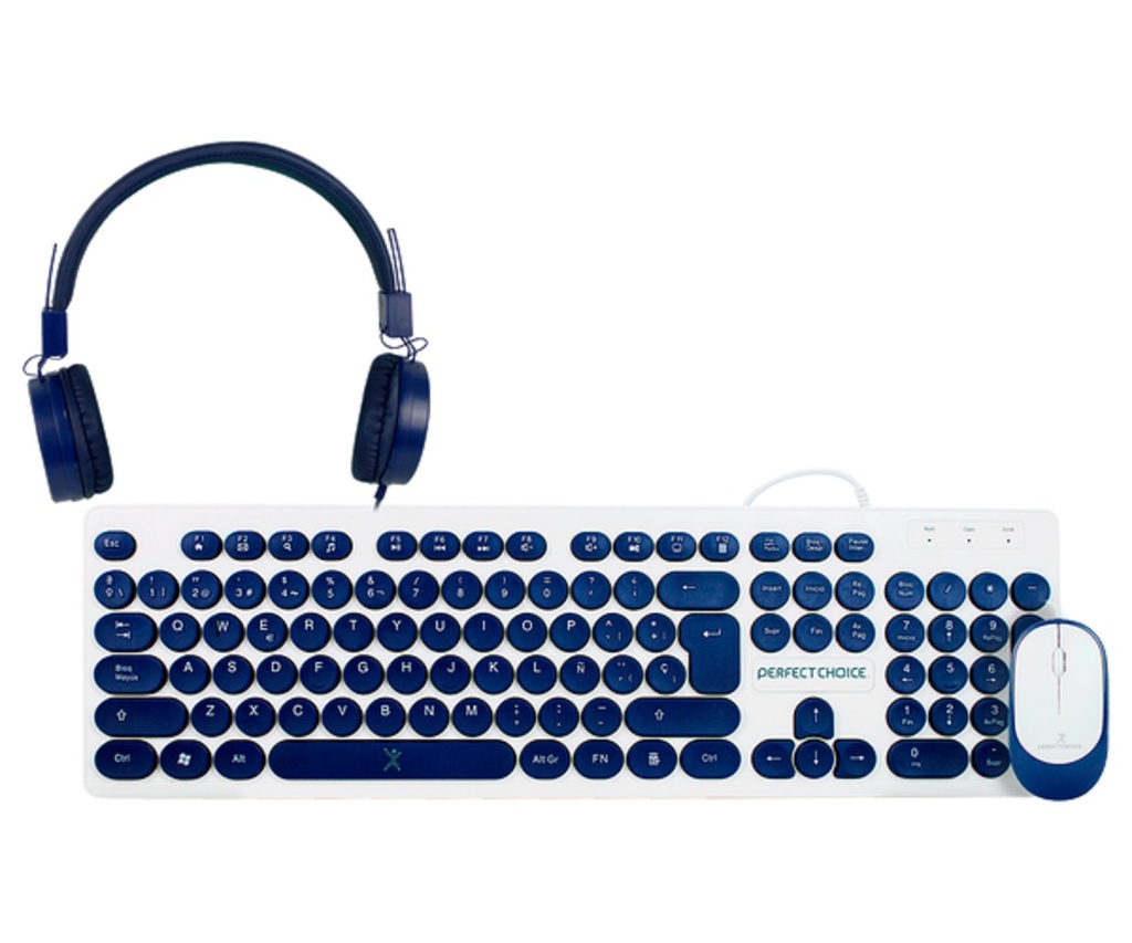 Kit de Teclado y Mouse Perfect Choice Farben 3 en 1 Alámbrico USB Español
