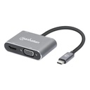 Manhattan Docking Station 130691 USB C, 1x USB, 1x USB C PD, 1x HDMI, 1x VGA, Gris