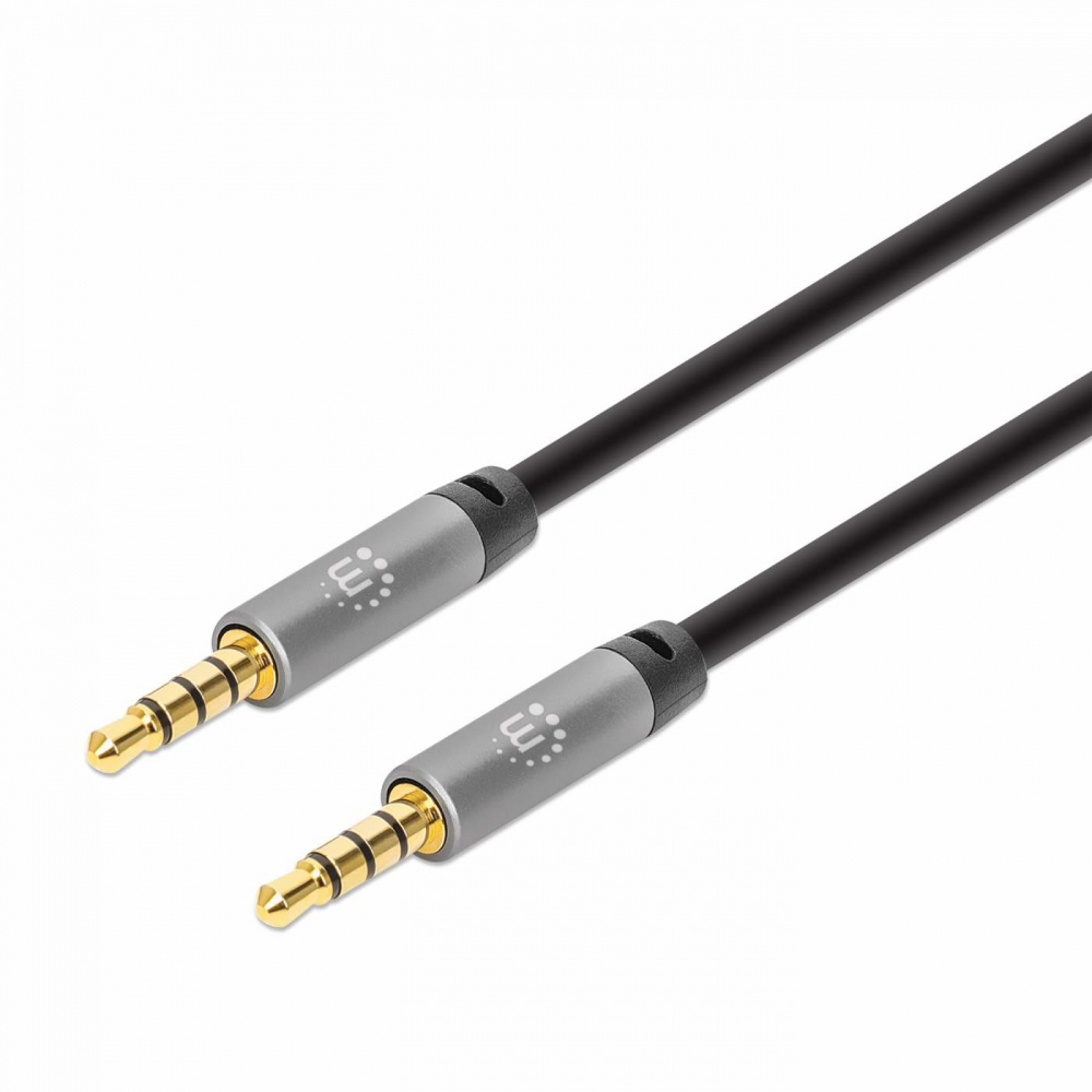 Manhattan Cable AUX 3.5mm Macho - 3.5mm Macho, 5 Metros, Negro/Plata