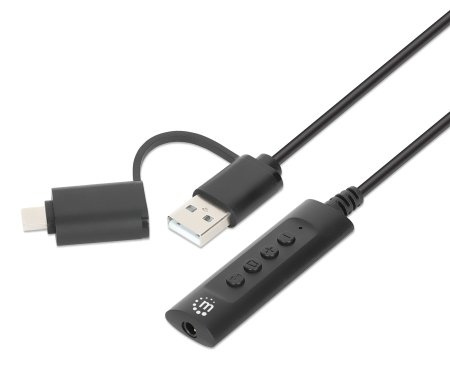 Manhattan Adaptador de Audio USB C/USB A Macho - 3.5mm Hembra, Negro