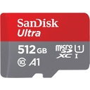 Memoria Flash Sandisk Ultra, 512GB MicroSDXC UHS-I Clase 10 Con Adaptador