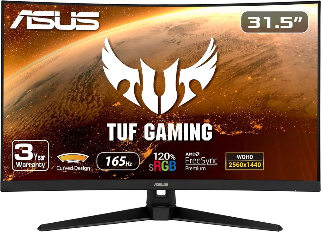 Monitor Gamer Curvo ASUS TUF Gaming VG32VQ1B LED 31.5" Quad HD Adaptive-Sync FreeSync 165Hz HDMI Bocinas Integradas 2x2W