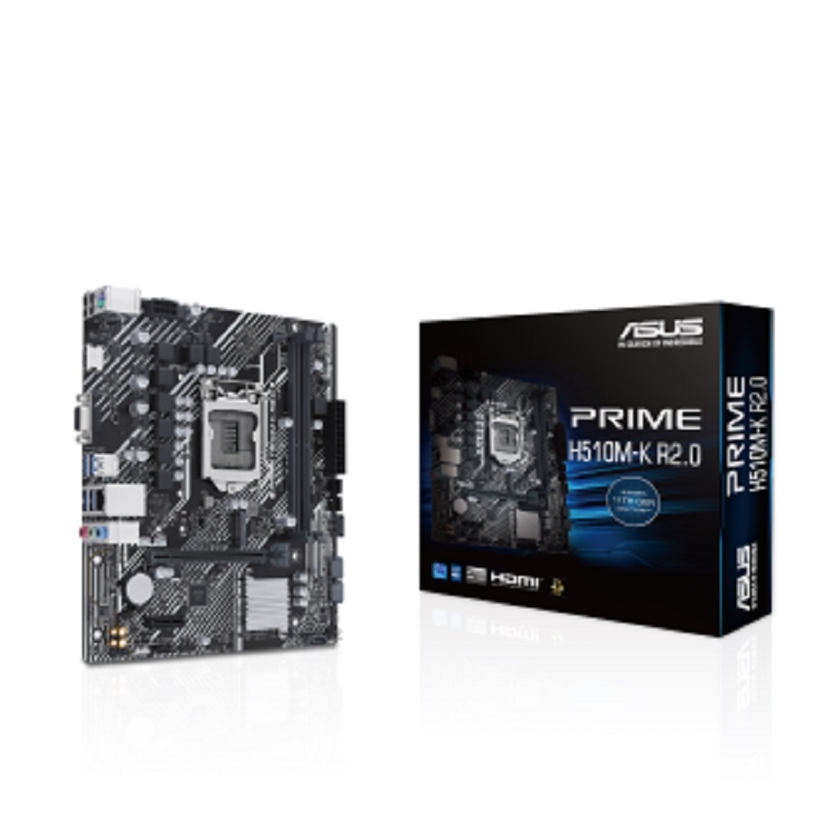 Tarjeta madre asus prime h510m-k r2.0, socket 1200, hdmi, 64gb ddr4, microatx