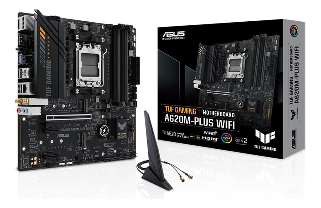 Tarjeta madre asus tuf gaming a620m-plus wifi socket am5 4*ddr5 hdmi 2*dp pcie-4.0 wifi micro atx