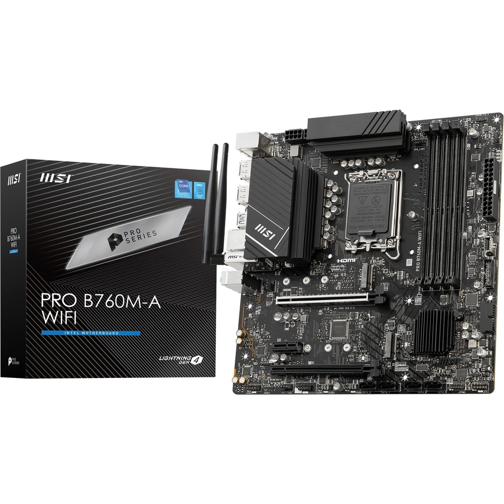 Tarjeta Madre Msi Pro B760m-a Wifi Lga 1700, 4 Ddr5-sdram, Micro Atx, Wifi