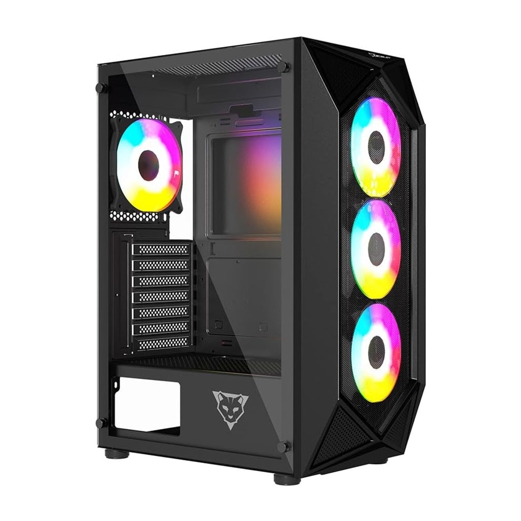 Gabinete Ocelot Gaming POLYGON-E5 Midi-Tower ATX/Micro-ATX/Mini-ITX USB 2.0/3.0 Sin Fuente 4 Ventiladores Instalados