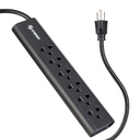 Barra multicontactos steren 1.7m 15a 6 contactos americanas/europeas 70j color negro