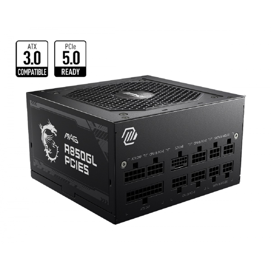 Fuente de poder msi mag a850gl pcie5 - color negro