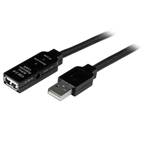 Cable de extensión alargador de 15m usb 2.0 hi speed alta velocidad activo amplificado - macho a hembra usb a - negro - startech