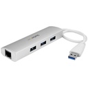 Hub Concentrador StarTech De 3 Puertos USB A 3.0 Con Adaptador De Red Ethernet Gigabit