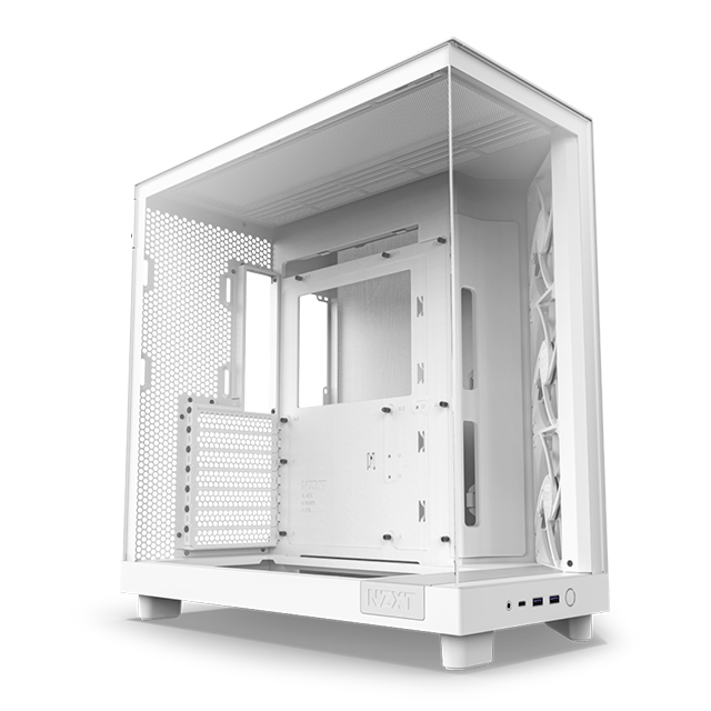 Gabinete nzxt h6 flow vidrio templado blanco atx, micro-atx, mini-itx