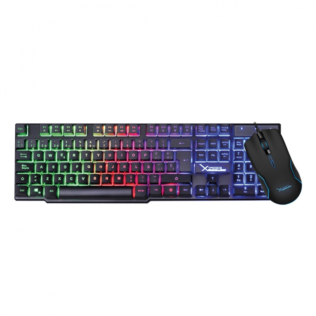 Kit Teclado Y Mouse Gamer Xzeal XST-201 USB Rainbow Anti Ghosting Mouse 6 Botones 3200 DPI