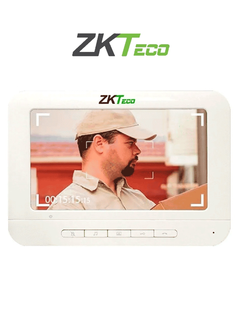 Zkteco vdpib3 - monitor lcd de 7 pulgadas para videoportero analógico / conexión mediante 4 hilos / resolución 800*480 píxeles /  imagen nítida / botón de no molestar / hasta 25 tonos diferentes