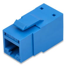 Conector modular jack rj45 cat6a revconnect belden rvamjkutb-s1 estilo keyconnect azul claro compatible con faceplate ax102660,ax102655,ax102249 esquema de cableado t568a/b herramienta compatible rvutt01 uso interior calibre del conductor 23-24 awg

