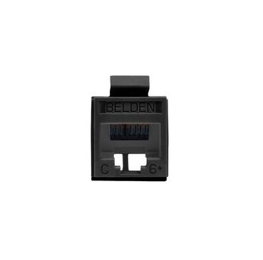 Conector modular jack rj45 cat6 revconnect belden rv6mjkubk-s1 estilo keyconnect negro compatible con faceplate ax102660,ax102655,ax102249 esquema de cableado t568a/b herramienta compatible rvutt01 uso interior calibre del conductor 23-24 awg
