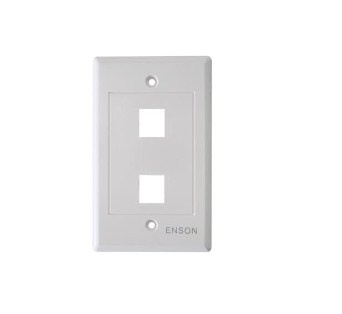 Placa de pared (faceplate) universal ens-fp62 enson 2 puertos estilo keyconnect cat6a cat6 cat5e conectores de fibra optica y coaxiales color blanco uso interior material plastico abs