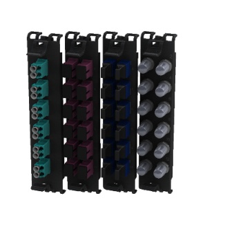 Panel de fibra belden ff3x12ld 12 puertos duplex lc 24 fibras tipo multimodo om3 línea ecx 