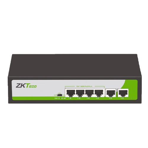 witch ZKTeco Fast Ethernet PE042-55-C, 6 Puertos 10/100Mbps (4x PoE), 1.2 Gbit/s, 1000 Entradas - No Administrable
