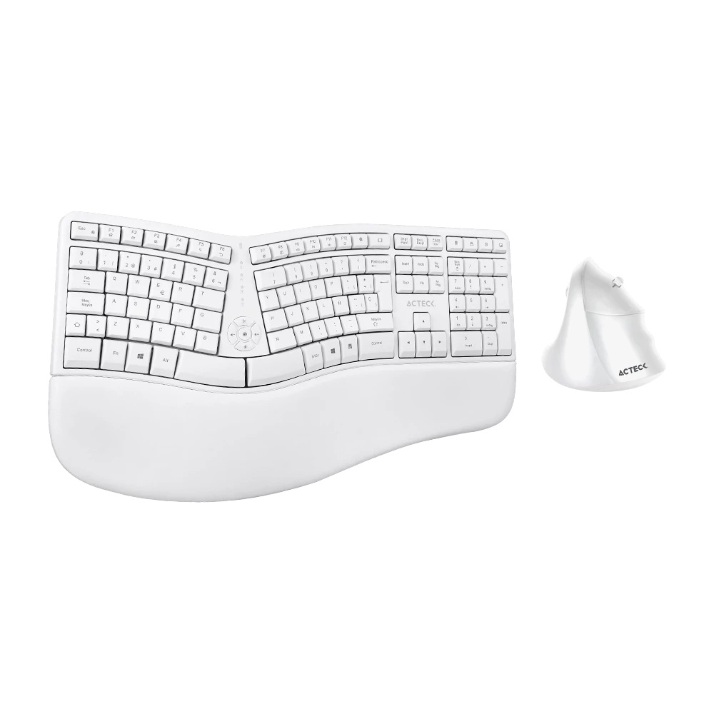 Acteck Kit Teclado y Mouse VIRTUOS Fitt MK770 Inalambrico USB-C Blanco AC-936255