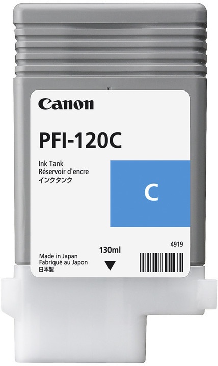 Tanque de tinta canon pfi-120 c cyan rendimiento 130 ml, compatible con tm-200, tm-205, tm-300, tm-305.