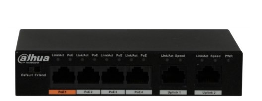 Switch poe dahua  4 puertos 2 puertos uplink ethernet switching 1.8g