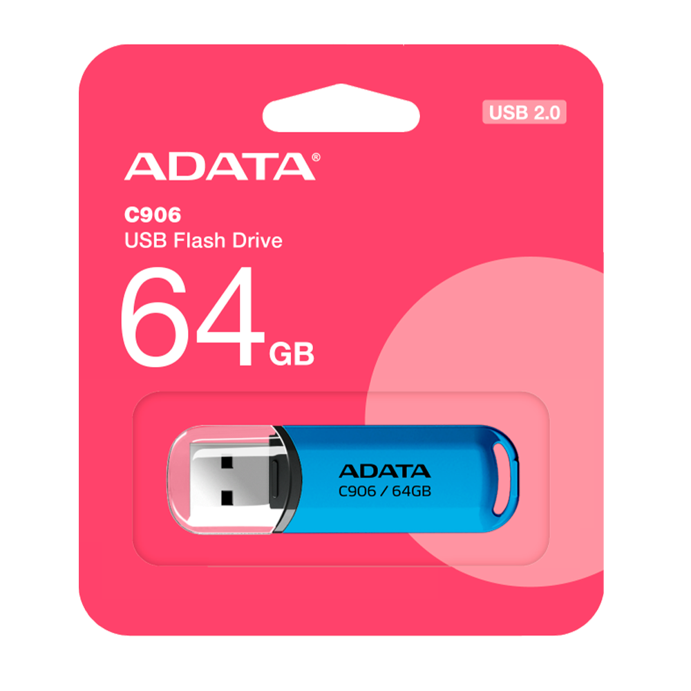 Memoria usb 2.0 de 64gb c906 - diseño clásico y compacta. np. ac906-64g-rwb. color azul