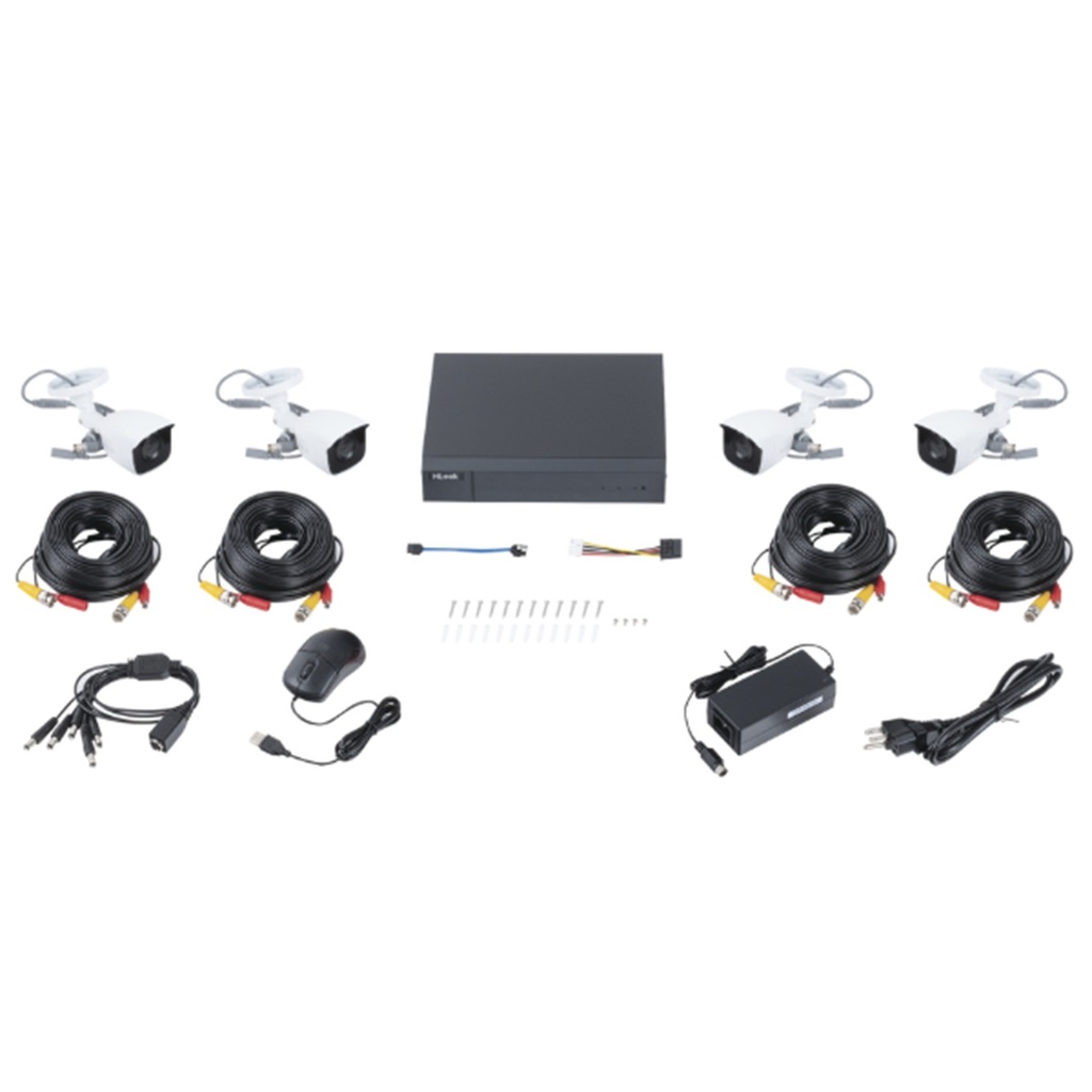 Kit de Vigilancia HiLook HL28LQKITS-M de 4 Cámaras CCTV Bullet con Grabadora de 8 Canales 