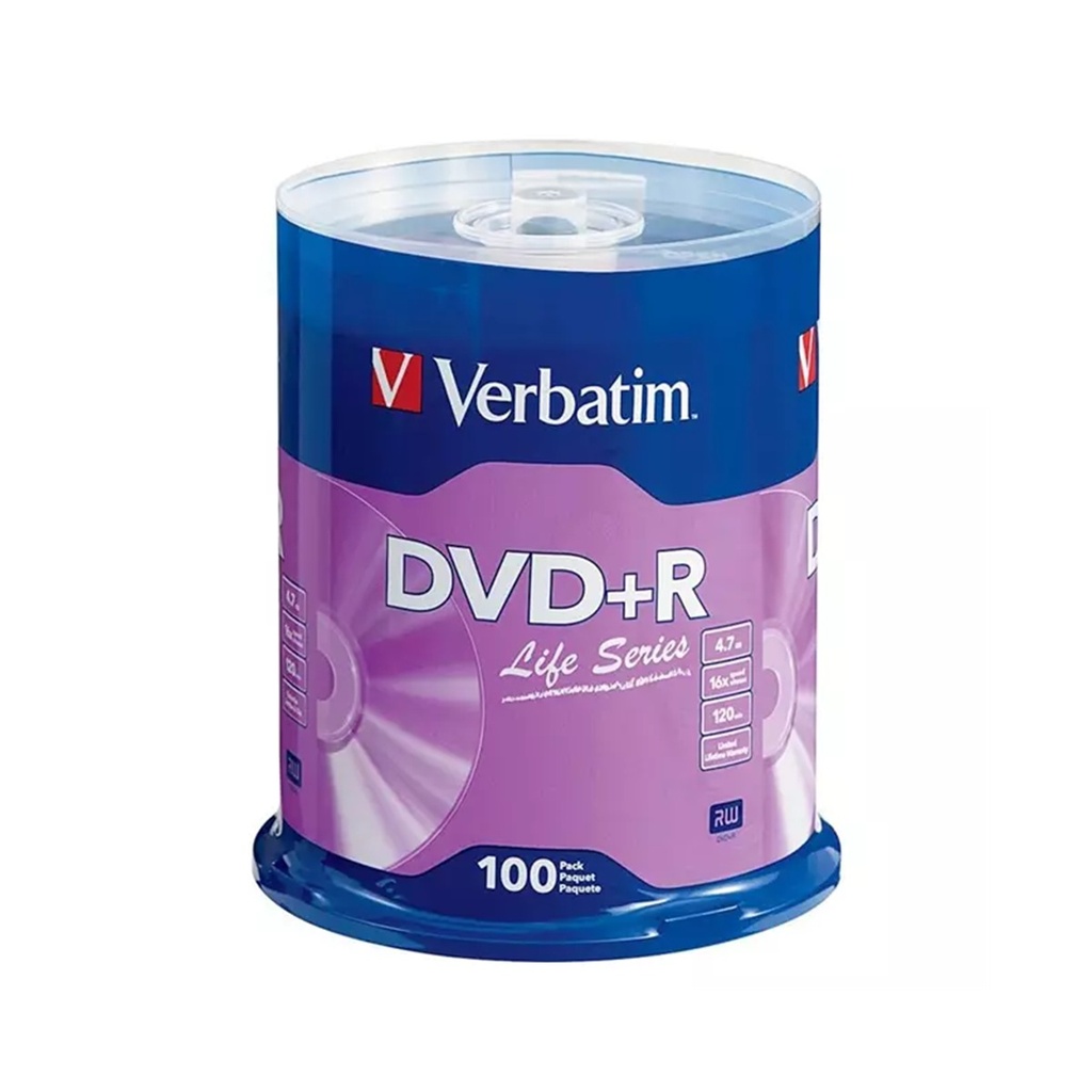 Torre De Discos DVD+R Verbatim Life Series 16X 4.7GB 100 Pzas