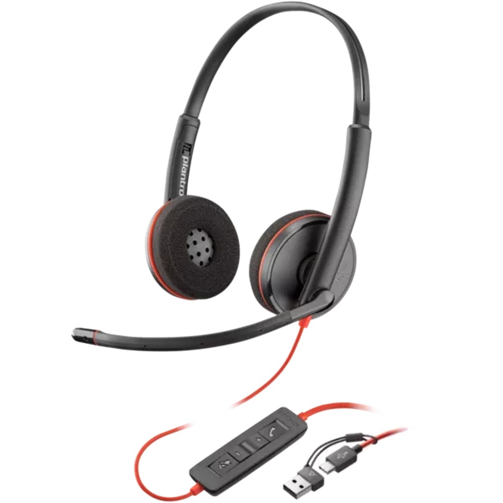 Audifonos Estéreo USB-C POLY Blackwire 3220 + Adaptador USB C/A