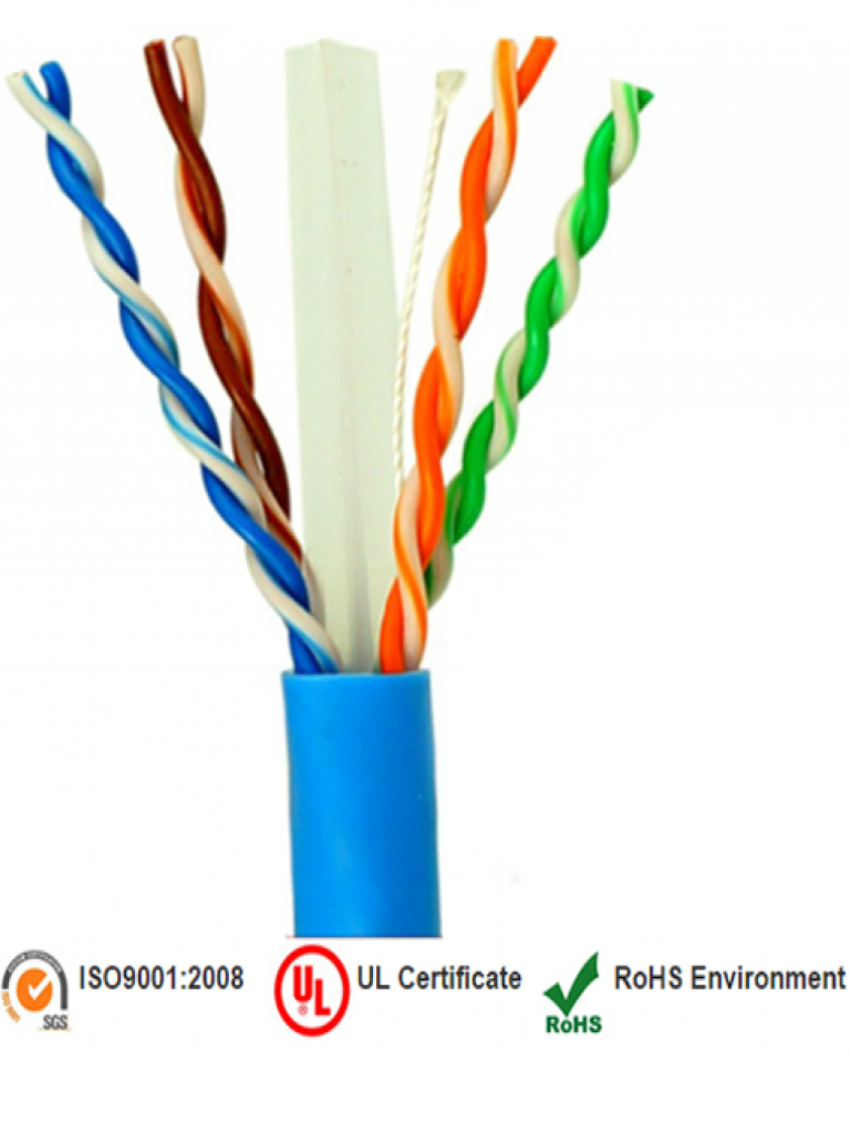 Saxxon outp6cop305b - cable utp 100% cobre / categoria 6 / color azul / interior / 305  mts / 4 pares / fluke test / cert iso900
