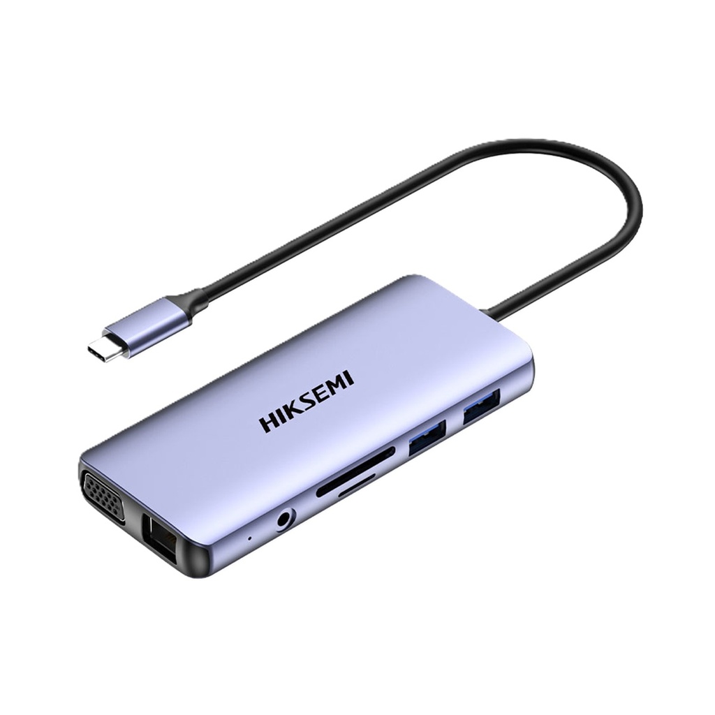 Docking Station Hiksemi USB C - 1x HDMI 2x USB 2.0 2x USB 3.0 VGA SD RJ-45