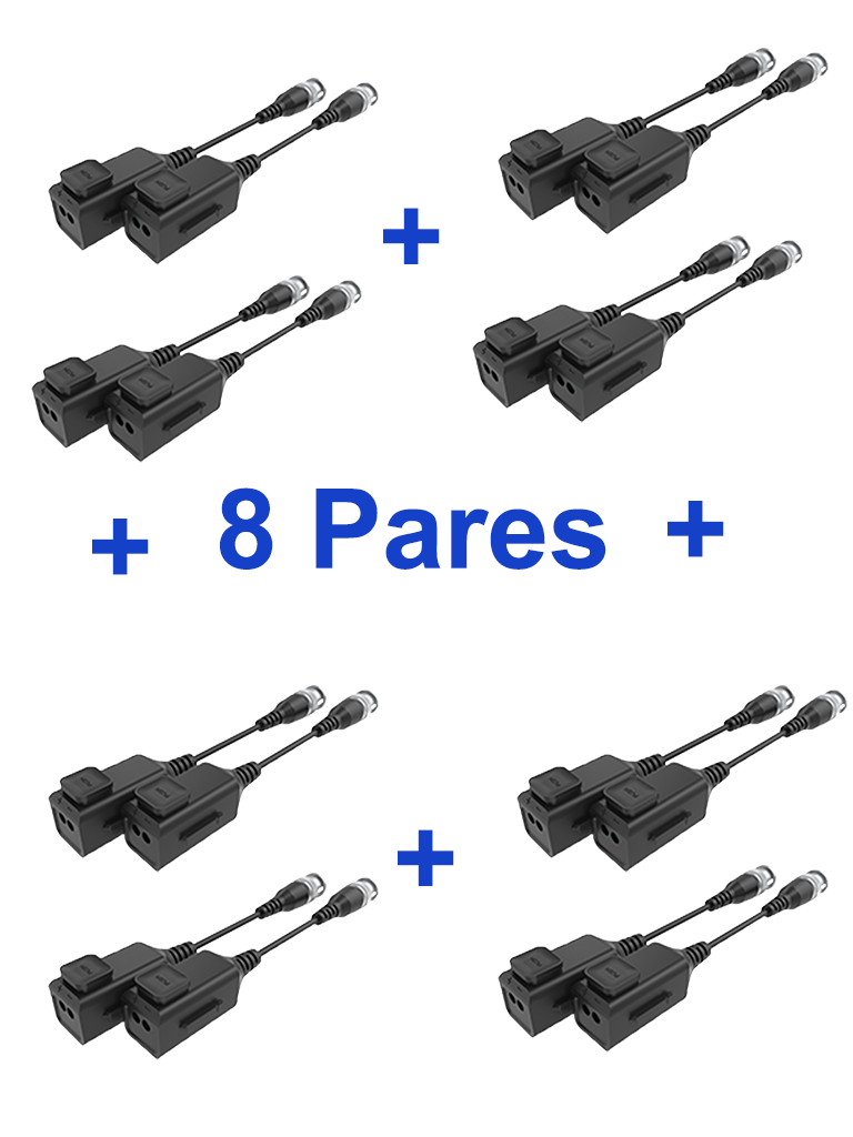 Utepo utp101phd6pak8 - 8 pares de transceptores pasivos  hd / diseño para empalmes ordenados / distancias cvi  720p a 300m /  10
