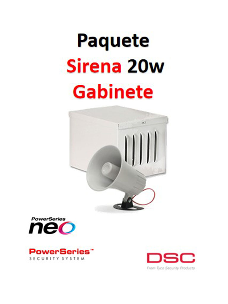 Dsc s20wgpaq - paquete sirena exterior 20w con gabinete