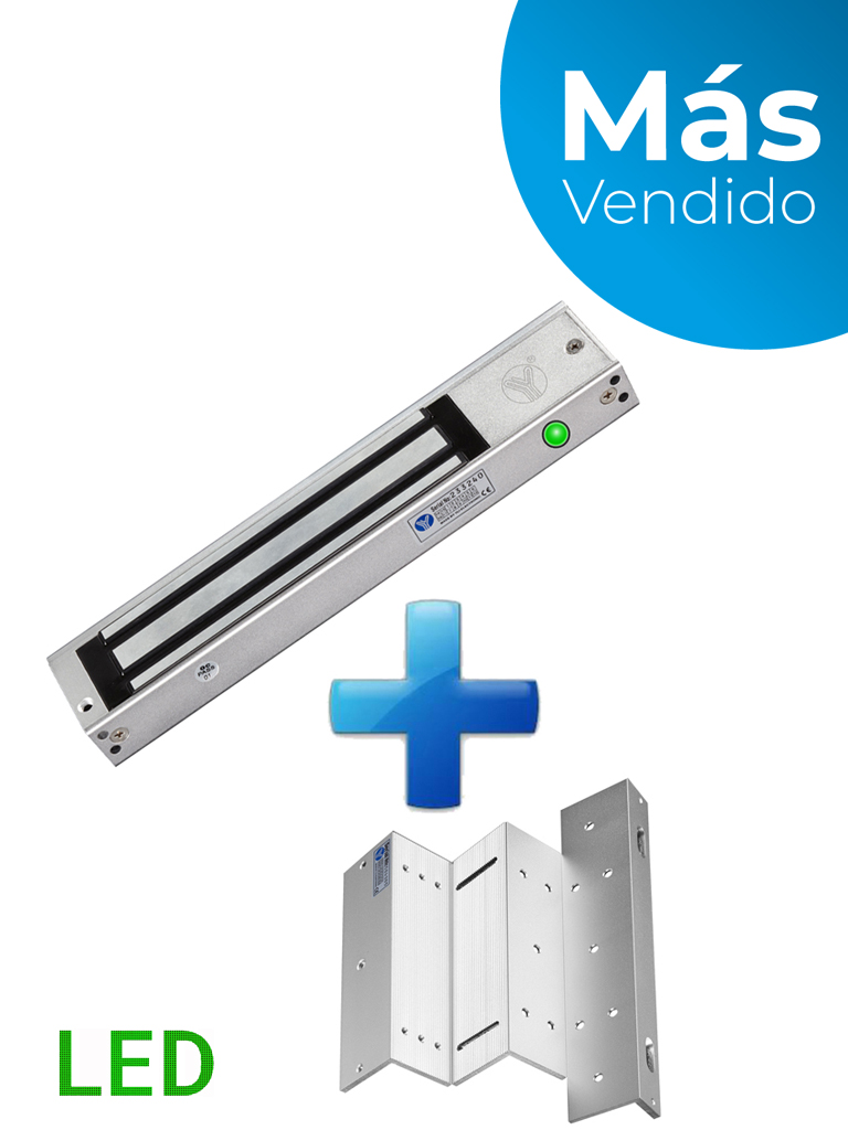 Yli ym280nledpak - paquete de contrachapa magnética con indicador led de 280 kg o 600 lb de sujeción/ incluye soporte mbk280nzl 
