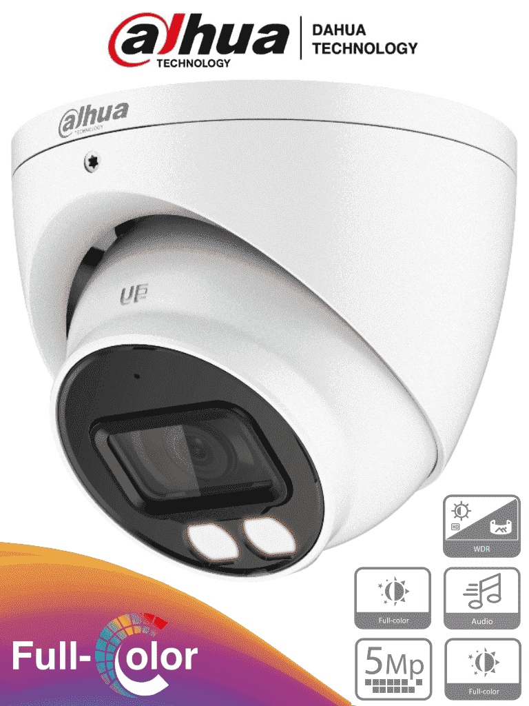 Dahua  hdw1509t-a-led - cámara domo full color de 5 megapixeles/ lente de 3.6 mm/ micrófono integrado/ leds para 40 metros/ star