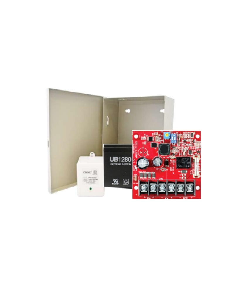 Sec kit fuente de poder 2 - kit de poder contiene 1 fuente de poder de 2.5 amp, bateria de respaldo, transformador y gabinete
