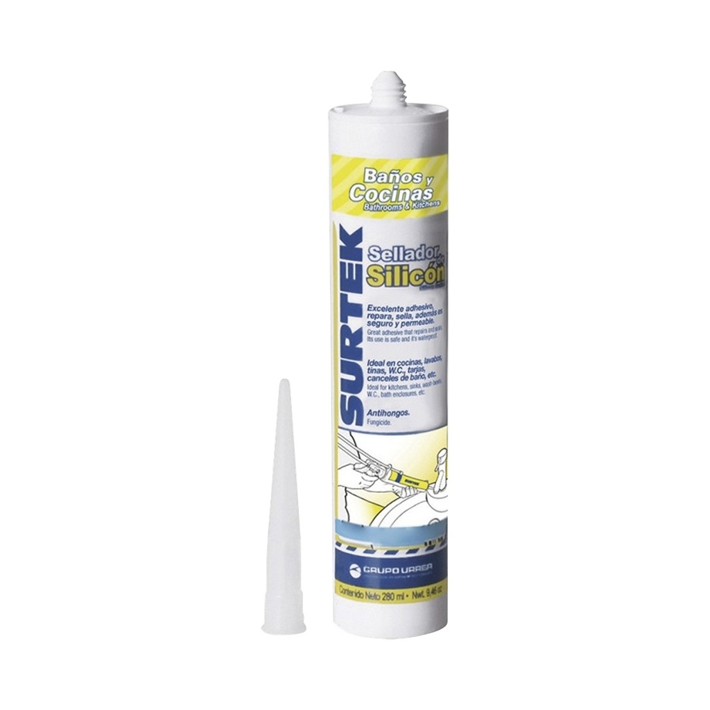 Silicón Para Baños y Cocinas Surtek SYS-113-452 Color Blanco Contenido 280 ml