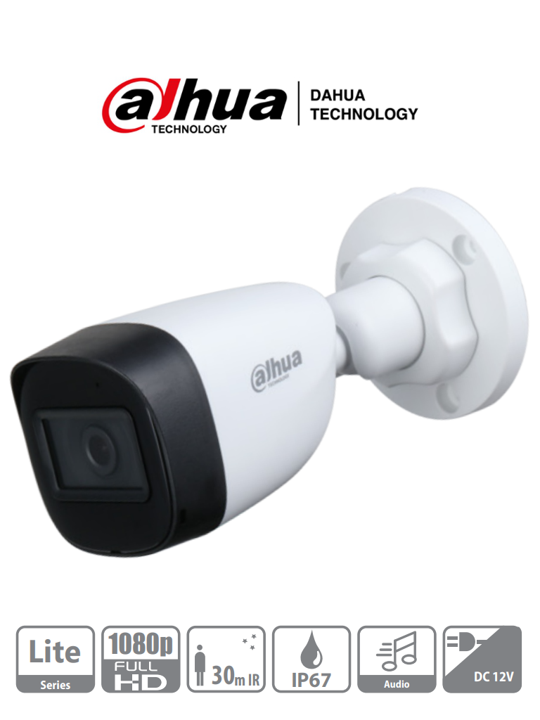 Cámara CCTV Bullet IR Dahua DH-HAC-HFW1200CN-A Para Interiores Exteriores Inalámbrico 1920x1080 Pixeles Día Noche