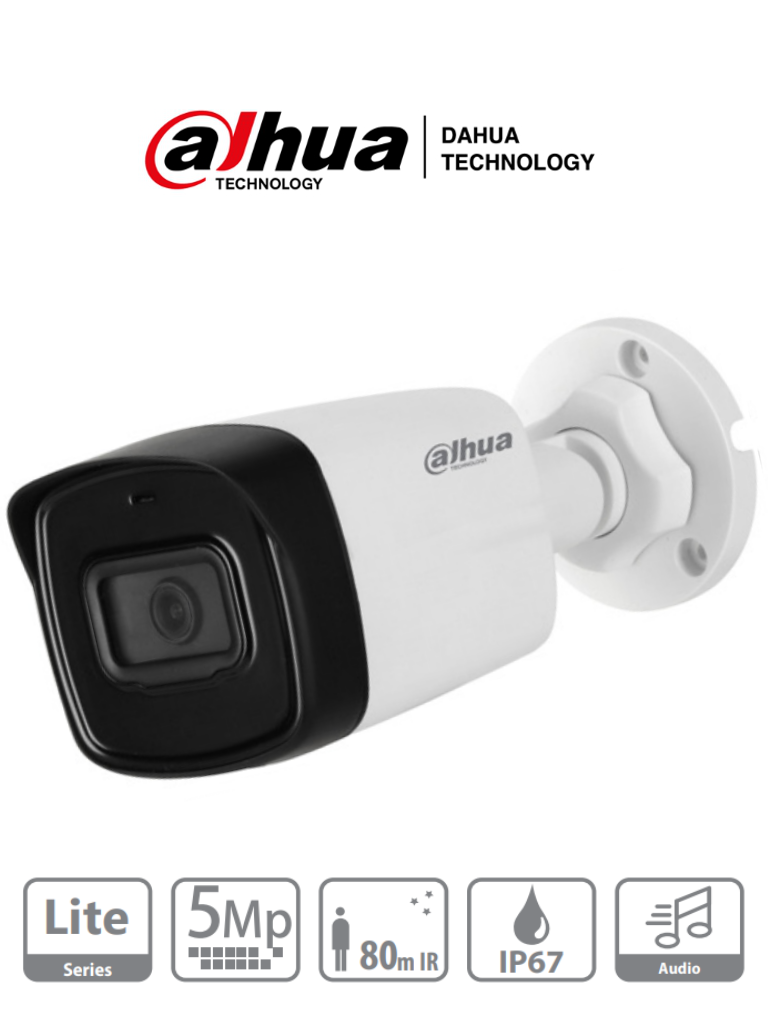 Cámara CCTV Bullet IR para Interiores/Exteriores Dahua DH-HAC-HFW1500TLN-0280B-S2 Alámbrico 2880x1620 Pixeles Día/Noche