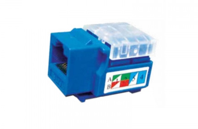 Sbetech 2302bl- modulo jack keystone rj45 / 8 hilos / cat 5e / compatible con calibres awg 22-26 / color azul