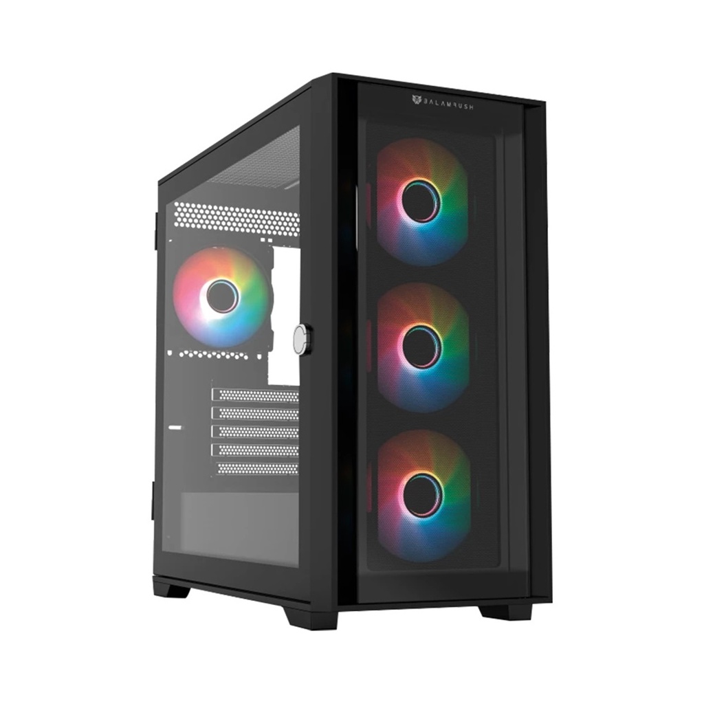 Gabinete Balam Rush Carbono Twin Mate 6000 con Ventana RGB Midi-Tower Micro-ATX/Mini-ITX USB 3.0/2.0 sin Fuente 4 Ventiladores RGB Instalados
