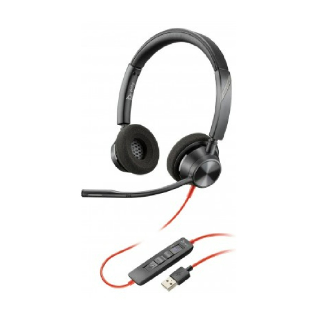 Auriculares polycom estereo blackwire 3225 / conector de 3.5 mm / adaptador usb-c/a (a granel