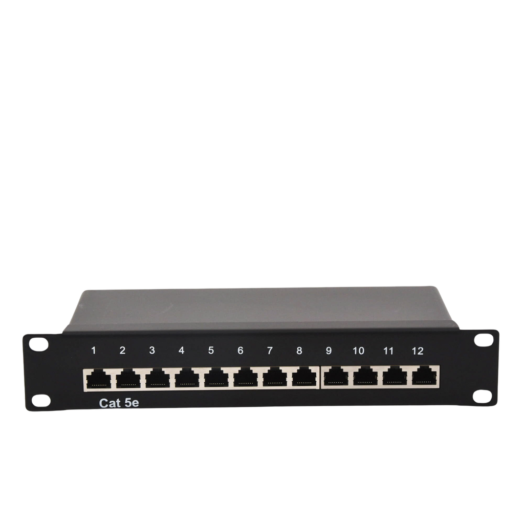 LinkedPRO Panel de Parcheo Cat5e STP, 12 Puertos, 1U, Negro