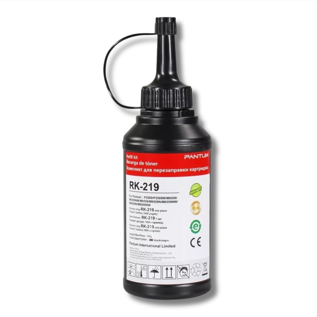 Recarga de Tóner Pantum RK-219 Color Negro Rinde 1.600 Páginas
