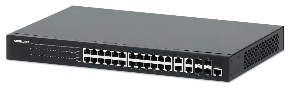 Switch Intellinet Gigabit Ethernet 561426, 24 Puertos 10/100/1000Mbps + 4x Puertos SFP, 56 Gbit/s, 8000 Entradas - No Administrable