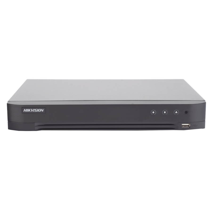 DVR Hikvision IDS-7208HQHI-M1/XT 8 canales + 4 Canales IP Hasta 5MP Audio de Dos Vías por Coaxitron 1 Bahía de Disco Duro(No Incluido) H.265+