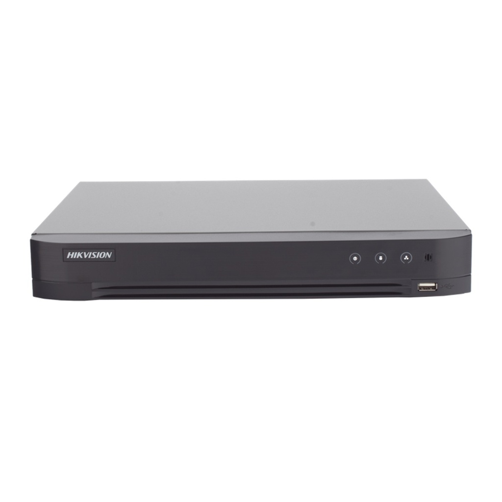 DVR Hikvision IDS-7204HUHI-M1/A/XT de 4 canales TURBOHD + 4 Canales IP de hasta 8 MP (4K) Audio de dos vías por Coaxitron 2 Bahía de Disco Duro(No Incluido) H.265+ 